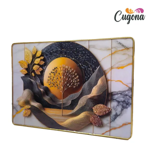 3D_Pink_Flower_Scenery_Photo_Frame_with_Crystal_Stones_&_Golden_Frame__12x18_Inch_Epoxy_Resin_Wall_Decor_for_Living_Room,_Bedroom_&_Gifting_occiasion_(golden_tree)
