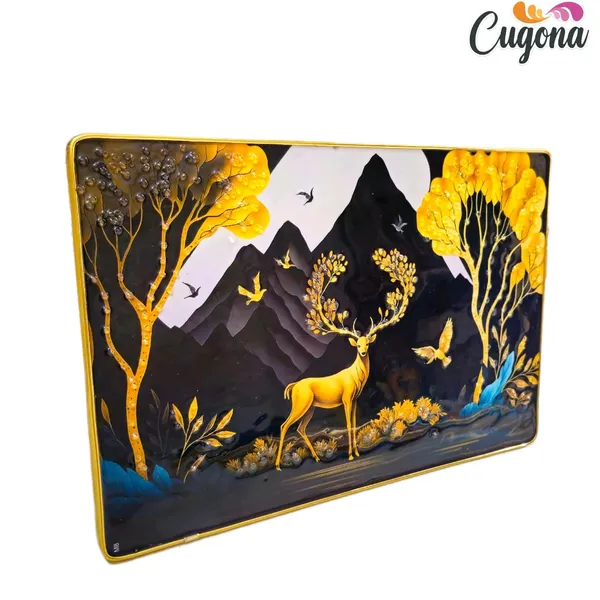 3D_golden_Deer_with_swan_Photo_Frame_Crystal_Stone_for_Wall_Decoration_with_golden_border-_epoxy_resin_Coated