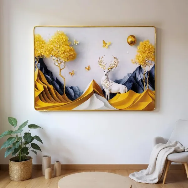 Decor_Golden_Deer_Wall_Painting_for_Living_Room_Big_Size_45x30cm_Crystal_Stone_White_Deer_Photo_Frame_for_Wall_Decoration_with_golden_border-_epoxy_resin_Coated