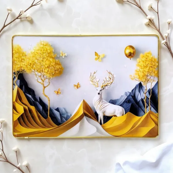 Decor_Golden_Deer_Wall_Painting_for_Living_Room_Big_Size_45x30cm_Crystal_Stone_White_Deer_Photo_Frame_for_Wall_Decoration_with_golden_border-_epoxy_resin_Coated
