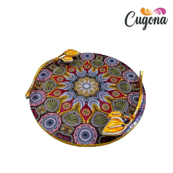 Round_Wooden_Serving_Tray_with_Metal_Handles_12_inch__Tray_Decor_Kitchen_&_Dining,_Wooden_Tray_for_Serving-_Organizing,_Ideal_for_Tea_&_Fruits_-_Round_Multipurpose_Resin_Tray_Serving_Platter_Platter