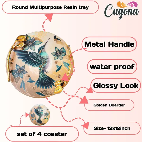 Round_Resin_Serving_Tray_with_Golden_Metal_Handles_12_inch-_Multipurpose_Tray_with_Coasters_Set_of_4__Decorative_Kitchen_&_Dining_Trey,_Wooden_Tray_for_Serving_&_Tray_with_Coasters