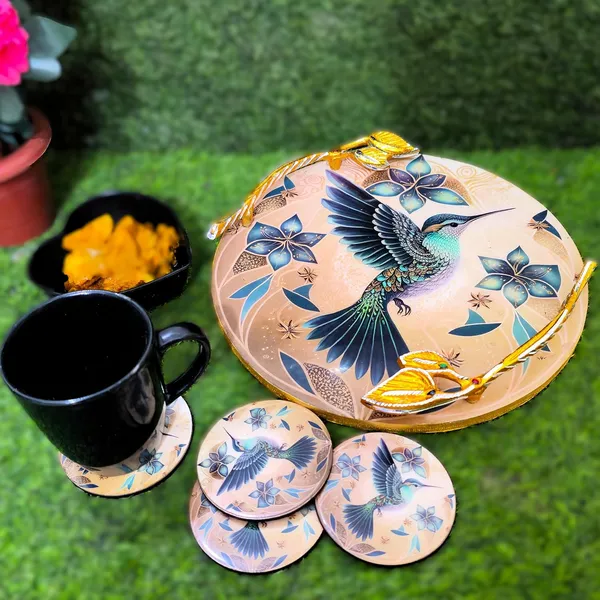 Round_Resin_Serving_Tray_with_Golden_Metal_Handles_12_inch-_Multipurpose_Tray_with_Coasters_Set_of_4__Decorative_Kitchen_&_Dining_Trey,_Wooden_Tray_for_Serving_&_Tray_with_Coasters