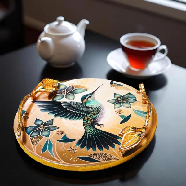 Round_Resin_Serving_Tray_with_Golden_Metal_Handles__Decorative_Kitchen_&_Dining_Tray,_Wooden_Tray_for_Serving_&_Organizing,_Ideal_for_Tea_&_Fruits_-_Round_Multipurpose_Tray_Serving_Platter_Platter