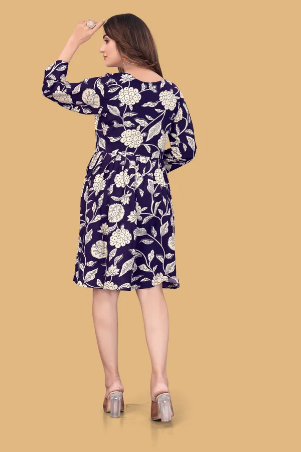 Blue_Floral_Printed_A-Line_Puff_Sleeves_Mini_Dress_|_For_Women