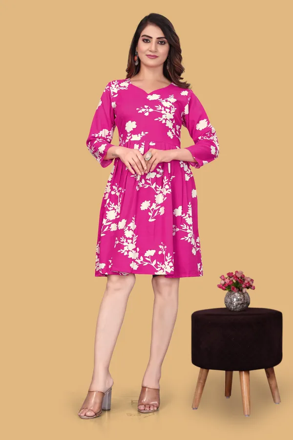 Pink_Floral_Printed_A-Line_Puff_Sleeves_Mini_Dress_|_For_Women