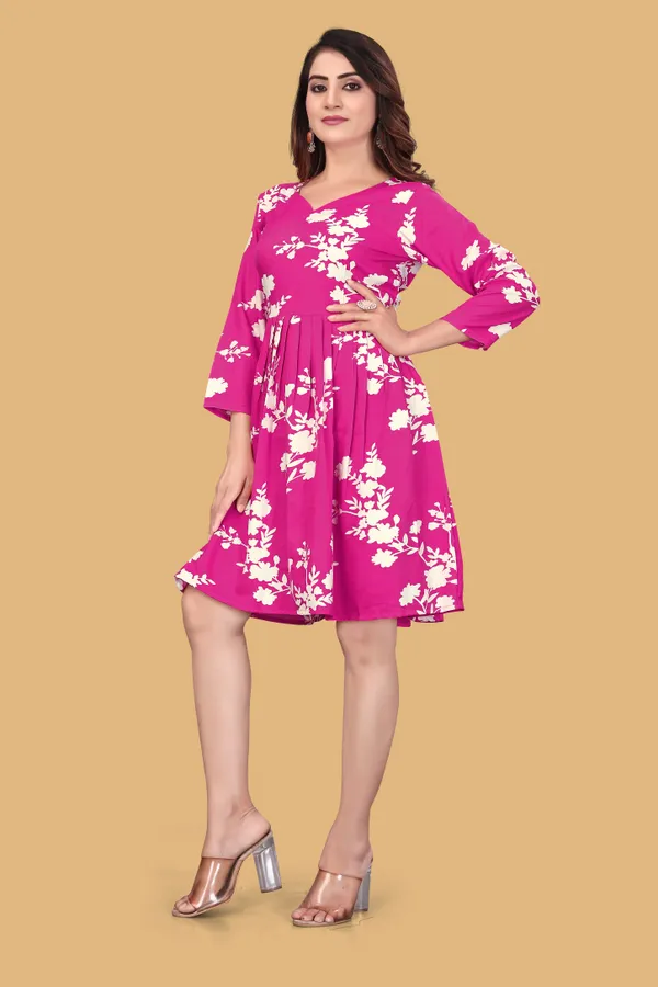 Pink_Floral_Printed_A-Line_Puff_Sleeves_Mini_Dress_|_For_Women