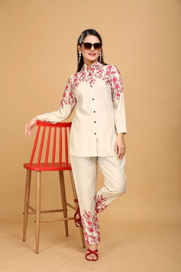 Off_White_Floral_Printed_Rayon_Kurta_and_Pant_Co-ord_Set_|_For_Women