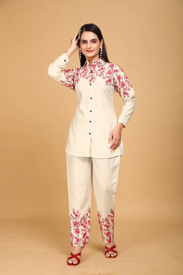 Off_White_Floral_Printed_Rayon_Kurta_and_Pant_Co-ord_Set_|_For_Women