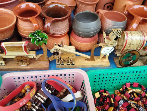 Multicolour_Wood,_Terracotta_Clay_Bull_Cart_Showpiece_For_Indoor