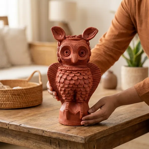 Brownish_Red_Terracotta_Clay_Painted_Clay_Figurine_Set_For_Indoor