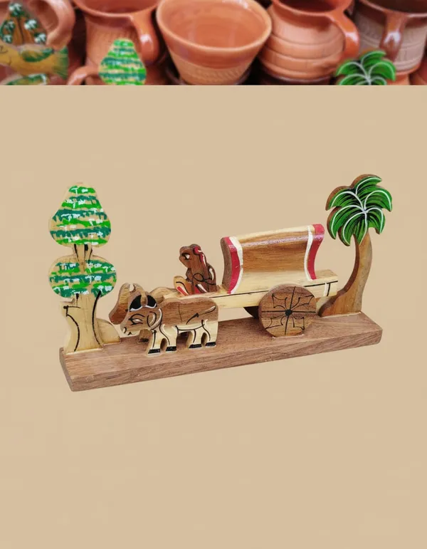 Multicolour_Wood,_Terracotta_Clay_Bull_Cart_Showpiece_For_Indoor