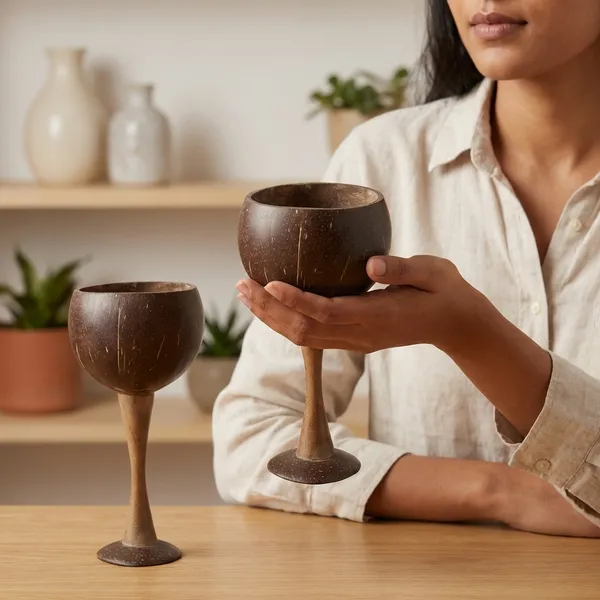 Brown_Coconut_Shell,_Wood,_Metal_Decorative_Items_Set_For_Indoor