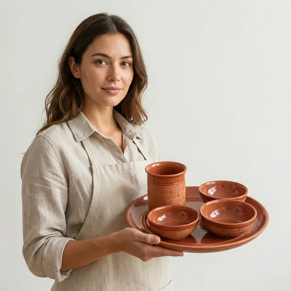Brown_Terracotta_Clay_Clay_Dinner_Set_For_Indoor