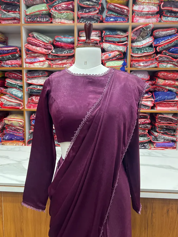 Ready_To_Wear_Predrapped_Reay_To_Wear_Saree_With_Full_Sttiched_Blouse_Premium_Marble_Velvet_Fabric