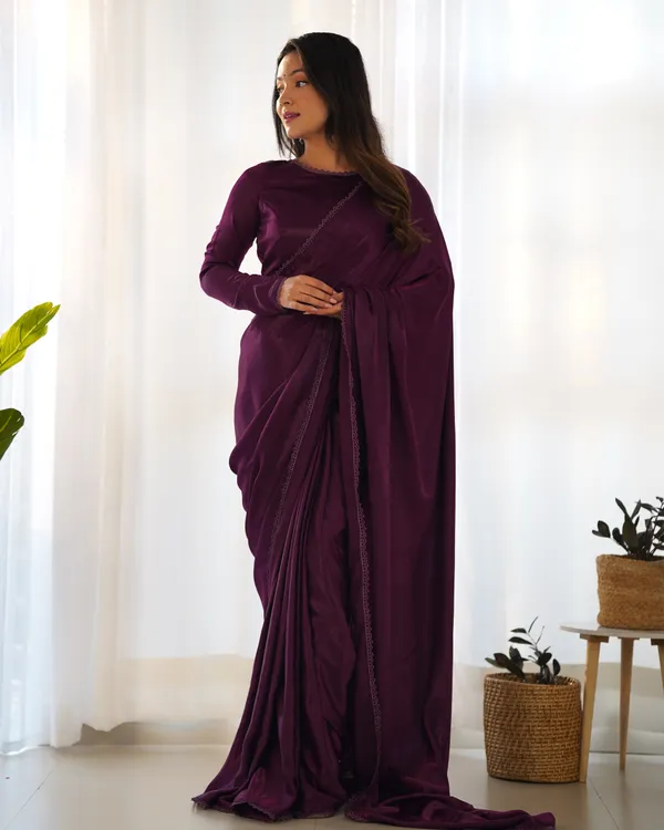 Ready_To_Wear_Predrapped_Reay_To_Wear_Saree_With_Full_Sttiched_Blouse_Premium_Marble_Velvet_Fabric