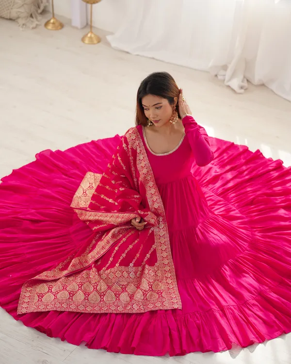 Pink_Heavy_Pure_Romansilk_Chanderi_Anarkali_For_Women_Fully_Stitched