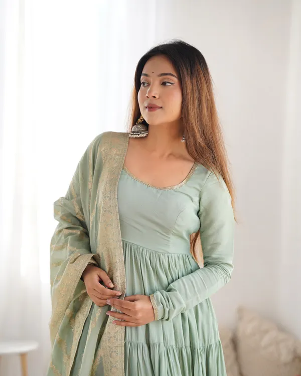 Pista_Heavy_Pure_Romansilk_Chanderi_Anarkali_For_Women_Fully_Stitched