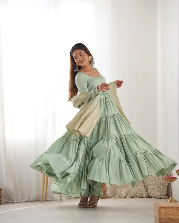 Pista_Heavy_Pure_Romansilk_Chanderi_Anarkali_For_Women_Fully_Stitched