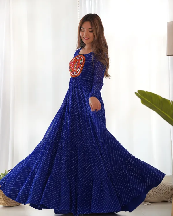 Blue_Heavy_Pure_Soft_Fox_Georgette_Laheriya_Print_Gown_For_Women_Fully_Stitched