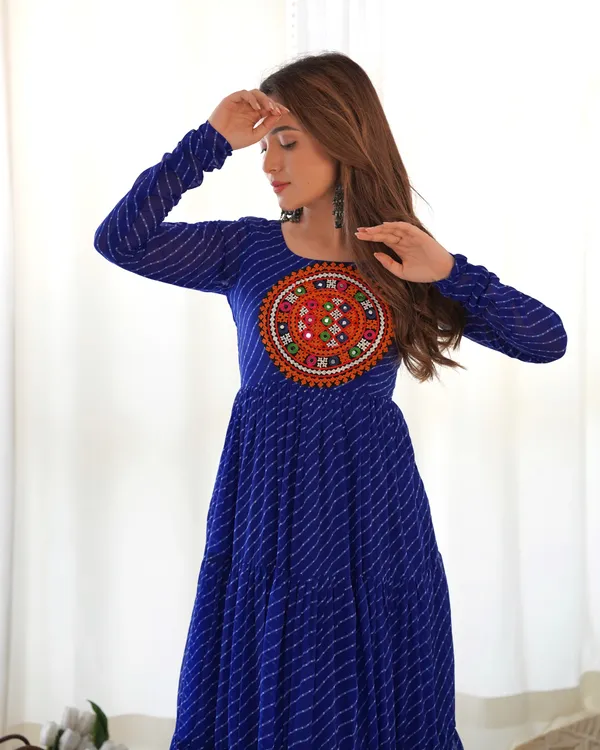 Blue_Heavy_Pure_Soft_Fox_Georgette_Laheriya_Print_Gown_For_Women_Fully_Stitched