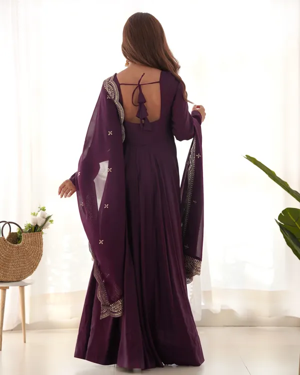 Wine_Heavy_Pure_Romansilk_Chanderi_Fabric_Anarkali_For_Women_Fully_Stitched
