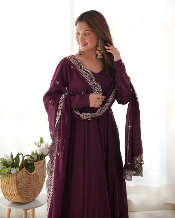 Wine_Heavy_Pure_Romansilk_Chanderi_Fabric_Anarkali_For_Women_Fully_Stitched