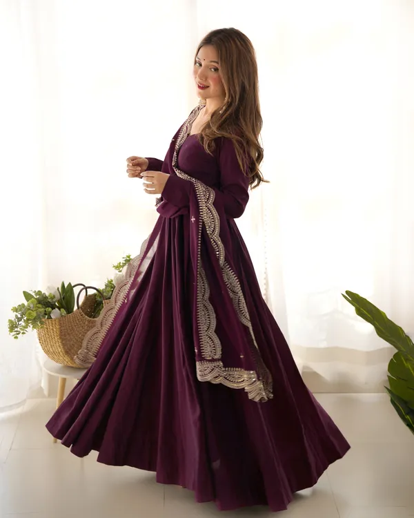 Wine_Heavy_Pure_Romansilk_Chanderi_Fabric_Anarkali_For_Women_Fully_Stitched
