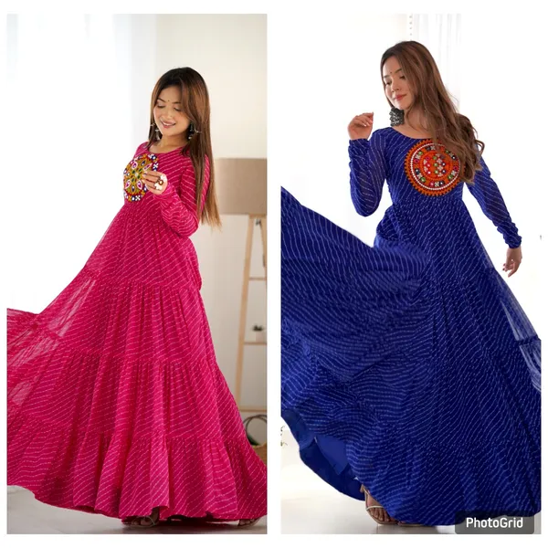 Rani_&_Blue_Heavy_Pure_Soft_Fox_Georgette_Laheriya_Print_Gown_For_Women_(_Pack_Of_2_)_Fully_Stitched