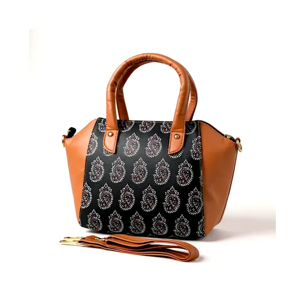 Black_&_Brown_Canvas_Shoulder_Bag_For_Women