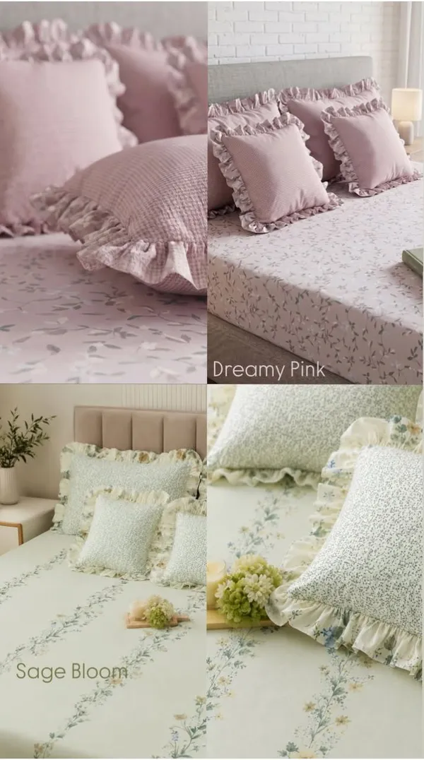 Dreamy_Pink_Floral_Frill_King_size_Bedsheet_Set-_with_filled_cushions