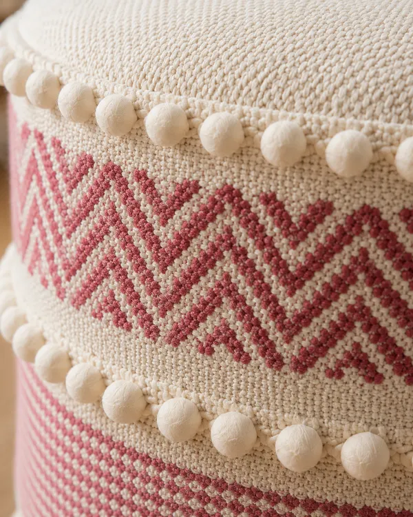 Pink_Boho_Handwoven_Ottoman_Stool_with_Pom-Pom_Detailing