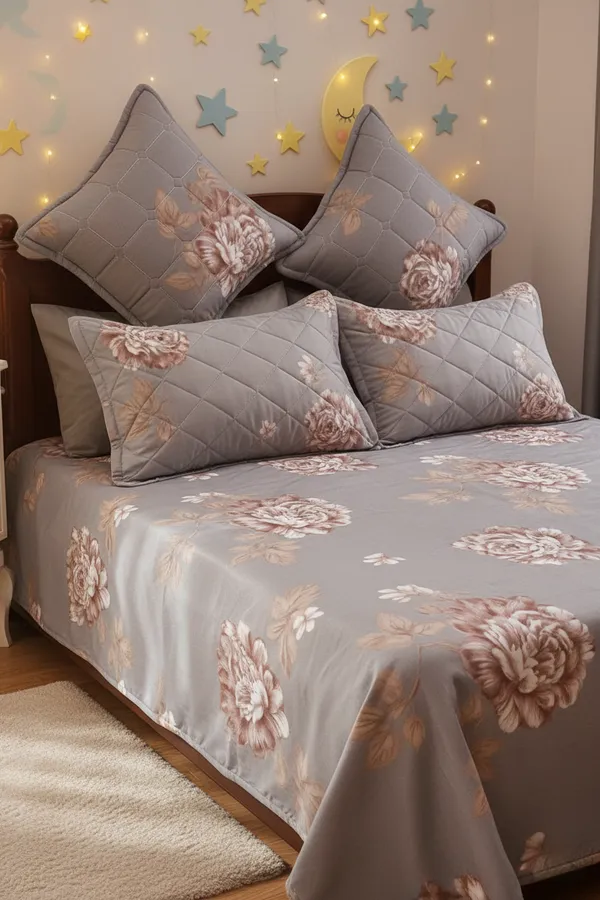 Grey_Floral__Bedsheet_Set_with_2_cushions