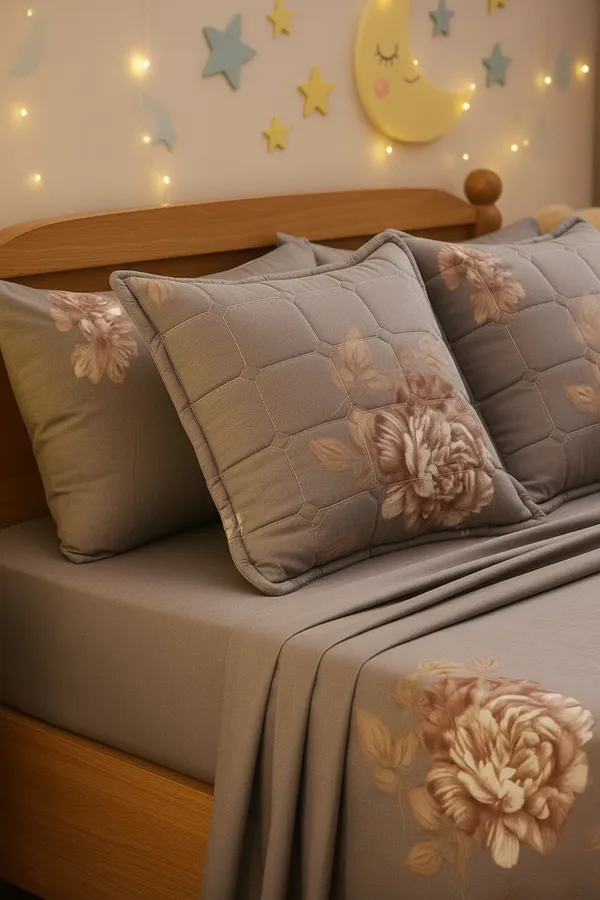 Grey_Floral__Bedsheet_Set_with_2_cushions