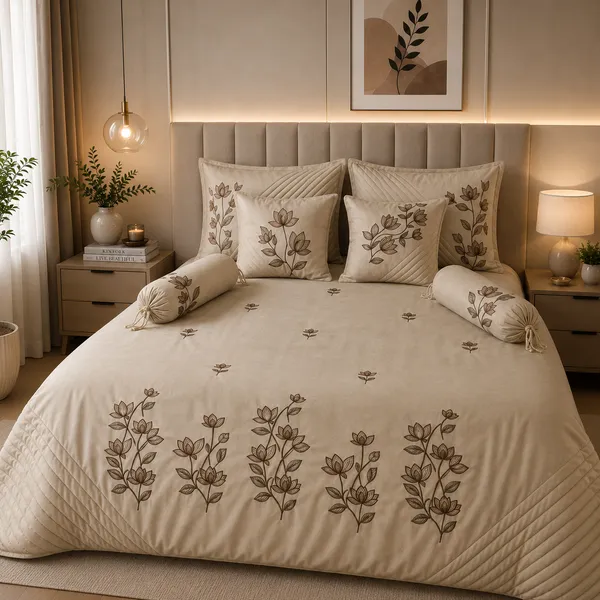 Beige_Floral_Lotus_Embroidery_Bedsheet_Set_-_Pack_of_7_pieces