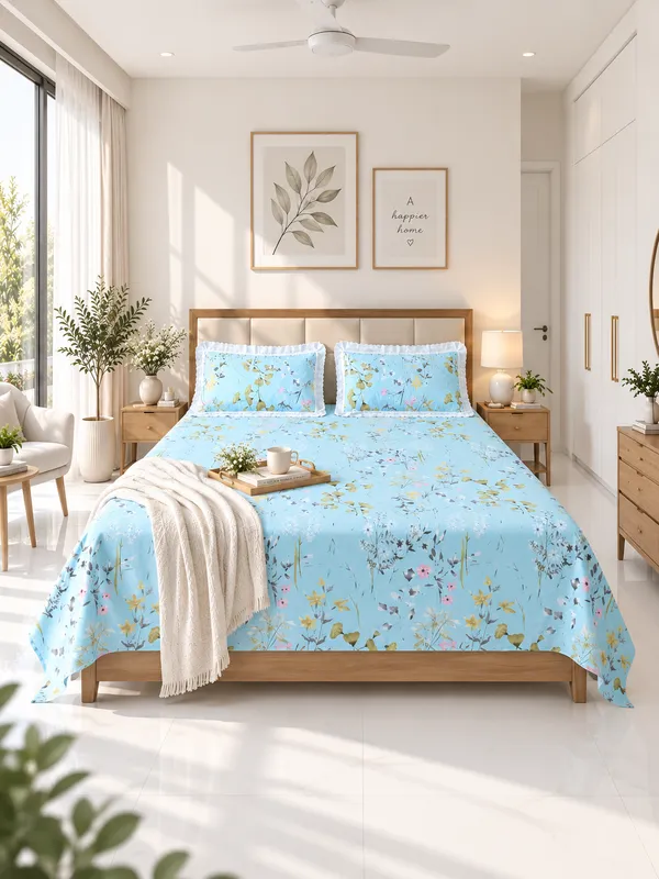 Blue_Botanical_Bedsheet_Set_-_with_Lace_Detailing