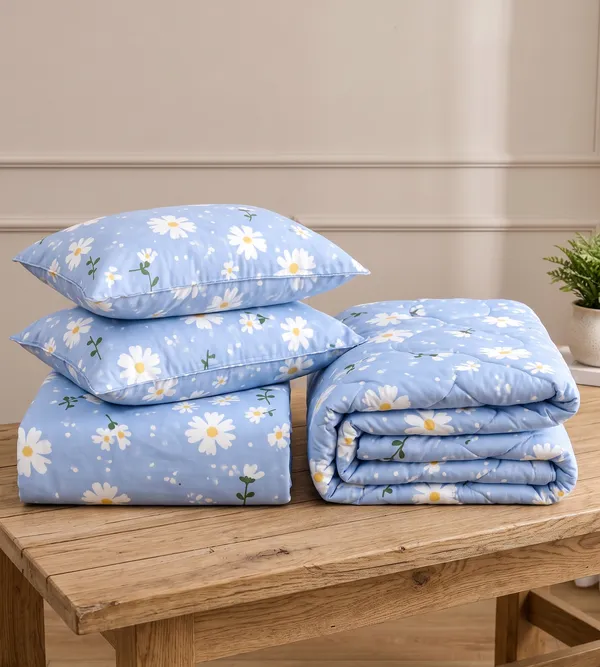 Blue_Daisy_Dreams_Quilted_Comforter_Set_–_4_Pieces_Set
