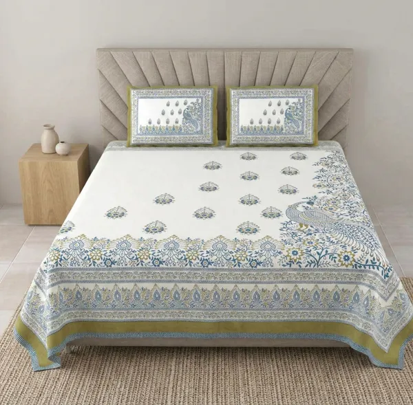 Royal_Peacock_Floral_Pure_Cotton_Super_King_size_Bedsheet_Set