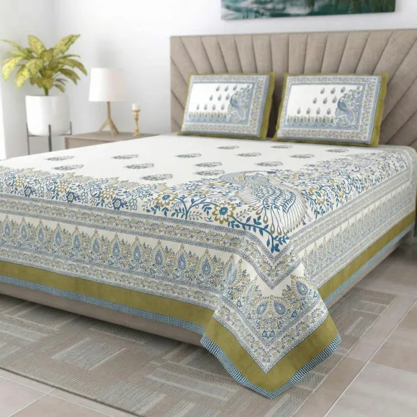 Royal_Peacock_Floral_Pure_Cotton_Super_King_size_Bedsheet_Set