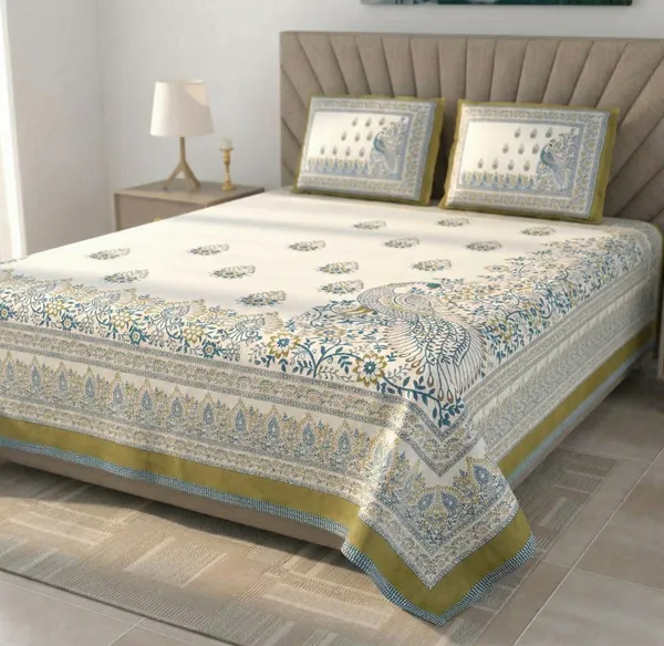 Royal_Peacock_Floral_Pure_Cotton_Super_King_size_Bedsheet_Set