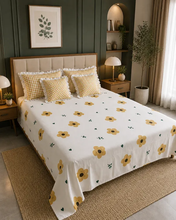 Golden_Sunshine_Mustard_Floral_Frills_Bedsheet_Set_-_with_2_Cushions