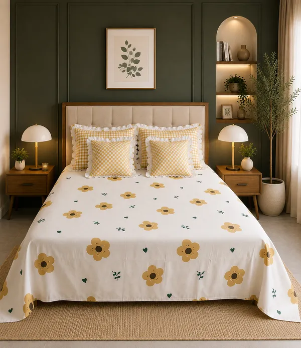 Golden_Sunshine_Mustard_Floral_Frills_Bedsheet_Set_-_with_2_Cushions