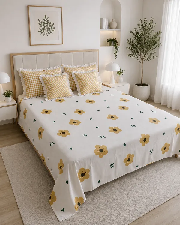 Golden_Sunshine_Mustard_Floral_Frills_Bedsheet_Set_-_with_2_Cushions