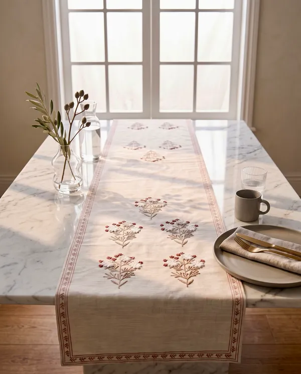 Gulabika_French_Knot_Floral_Pure_Cotton_Table_Runner