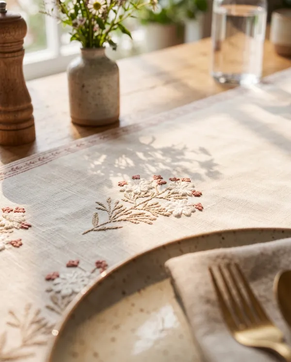 Gulabika_French_Knot_Floral_Pure_Cotton_Table_Runner