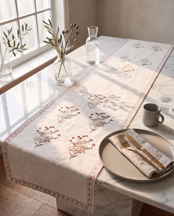 Gulabika_French_Knot_Floral_Pure_Cotton_Table_Runner