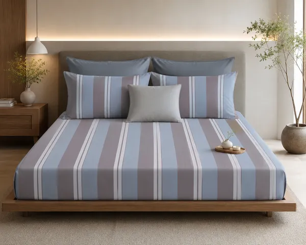 Coastal_Blue_Stripes_300_TC_Pure_Cotton_King_Size_Bedsheet_Set