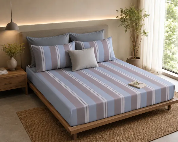 Coastal_Blue_Stripes_300_TC_Pure_Cotton_King_Size_Bedsheet_Set