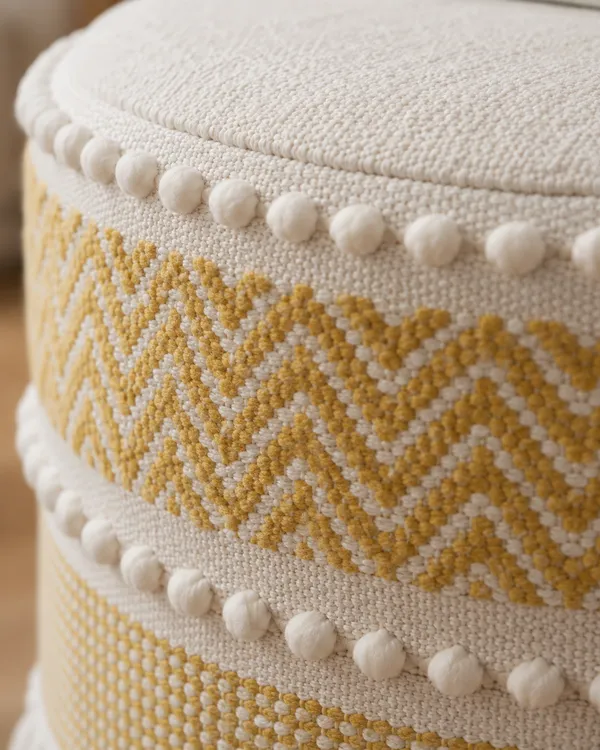 Yellow_Boho_Handwoven_Ottoman_Stool_with_Pom-Pom_Detailing