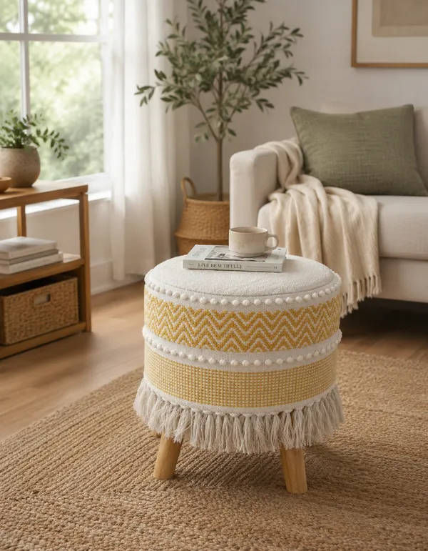 Yellow_Boho_Handwoven_Ottoman_Stool_with_Pom-Pom_Detailing
